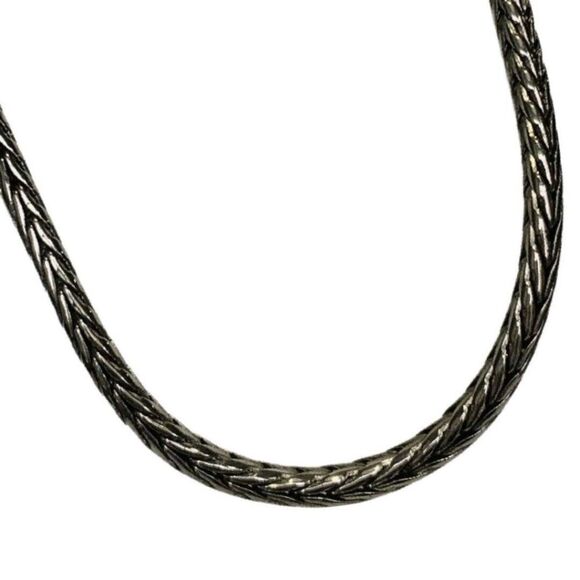 Vintage Antique Silver Toned Link Snake Chain Necklace 16’  Magnetic Clasp - Picture 3 of 7
